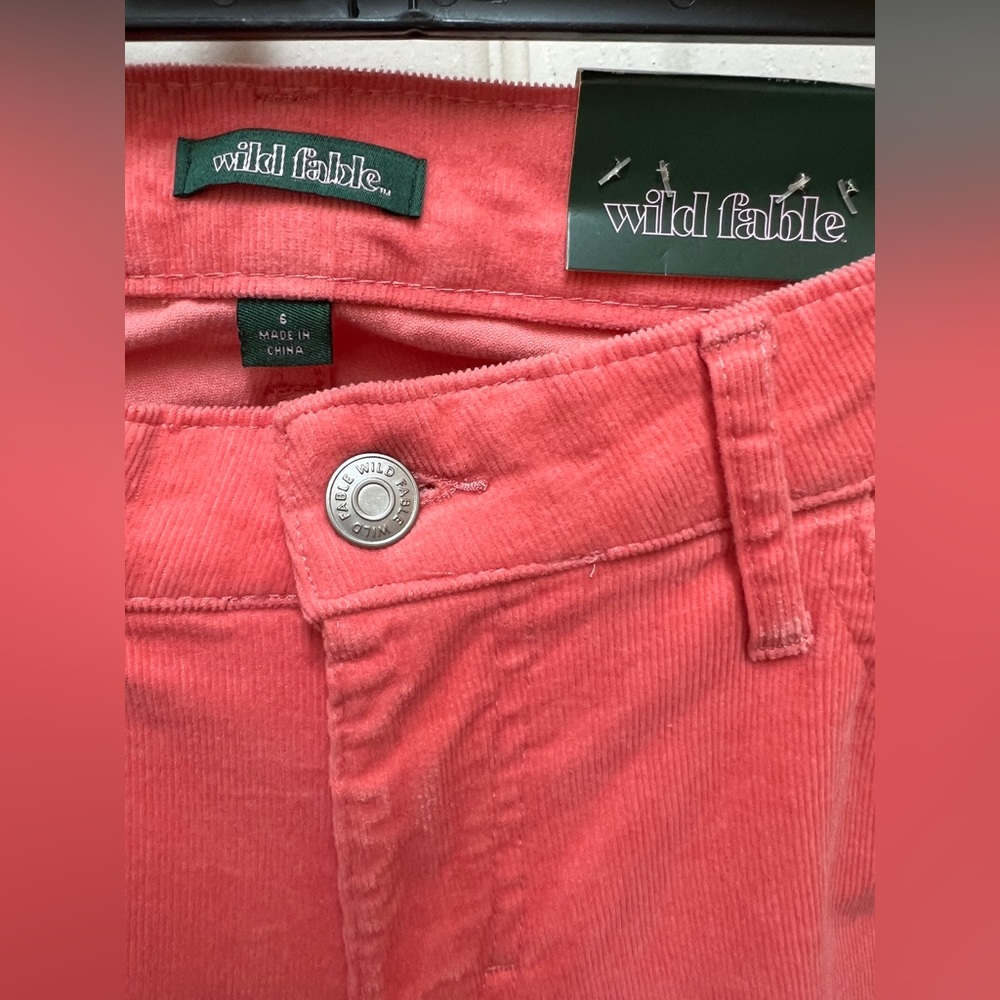 🪸 NWT! Low Rise Coral Pink Corduroy Flare Pants - Picture 3 of 9